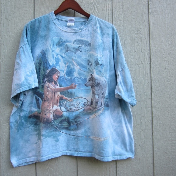 The Mountain Meikle John T-Shirt 3XL Native American Indian Wolves Dream Catcher - Picture 1 of 13